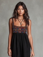 Elegant Collection | Midi Dress in Soft Faux Suede with Embroidered Details | Stylish Vacation Outfit for Effortless Chic