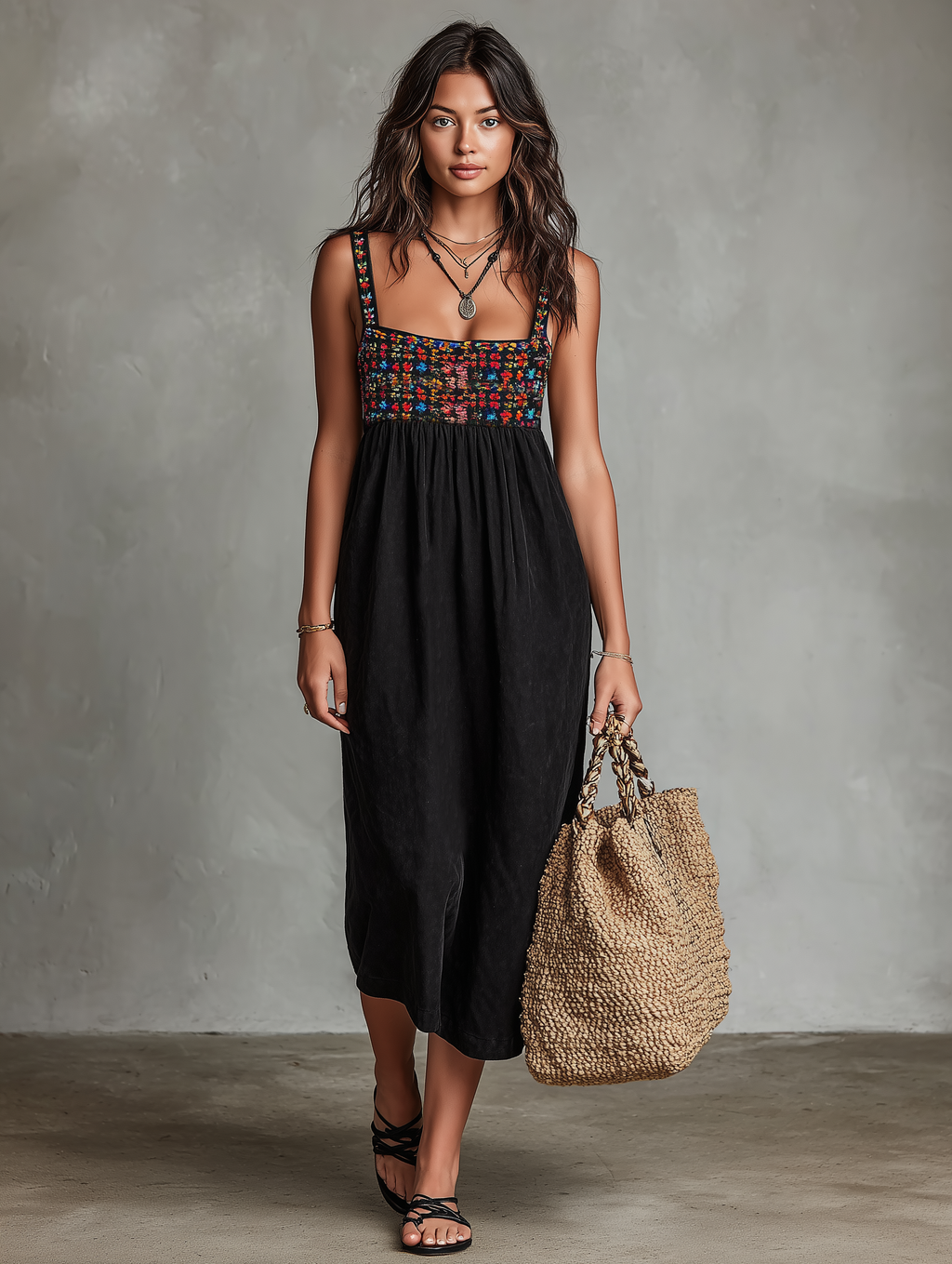 Elegant Collection | Midi Dress in Soft Faux Suede with Embroidered Details | Stylish Vacation Outfit for Effortless Chic