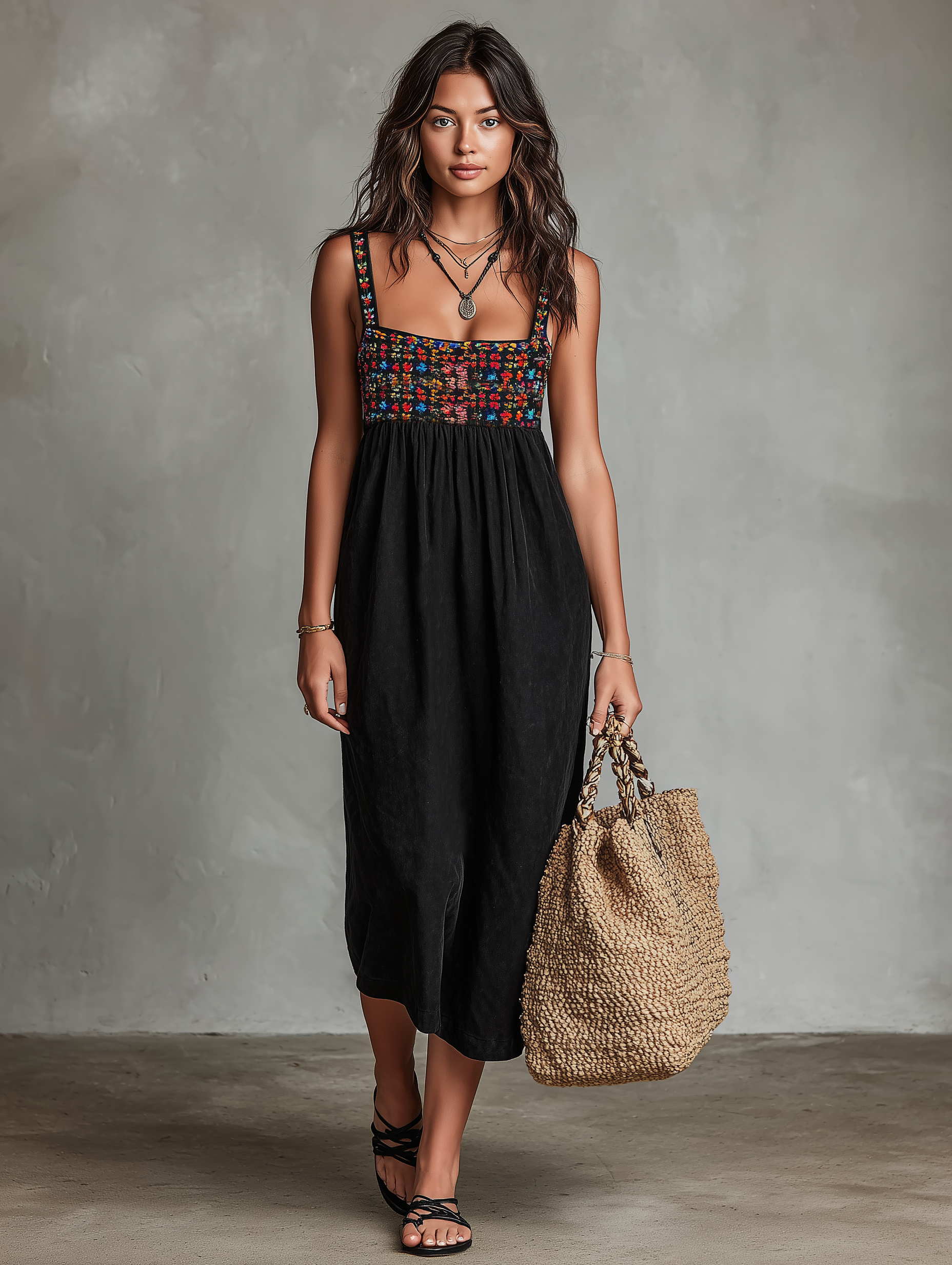 Elegant Collection | Midi Dress in Soft Faux Suede with Embroidered Details | Stylish Vacation Outfit for Effortless Chic
