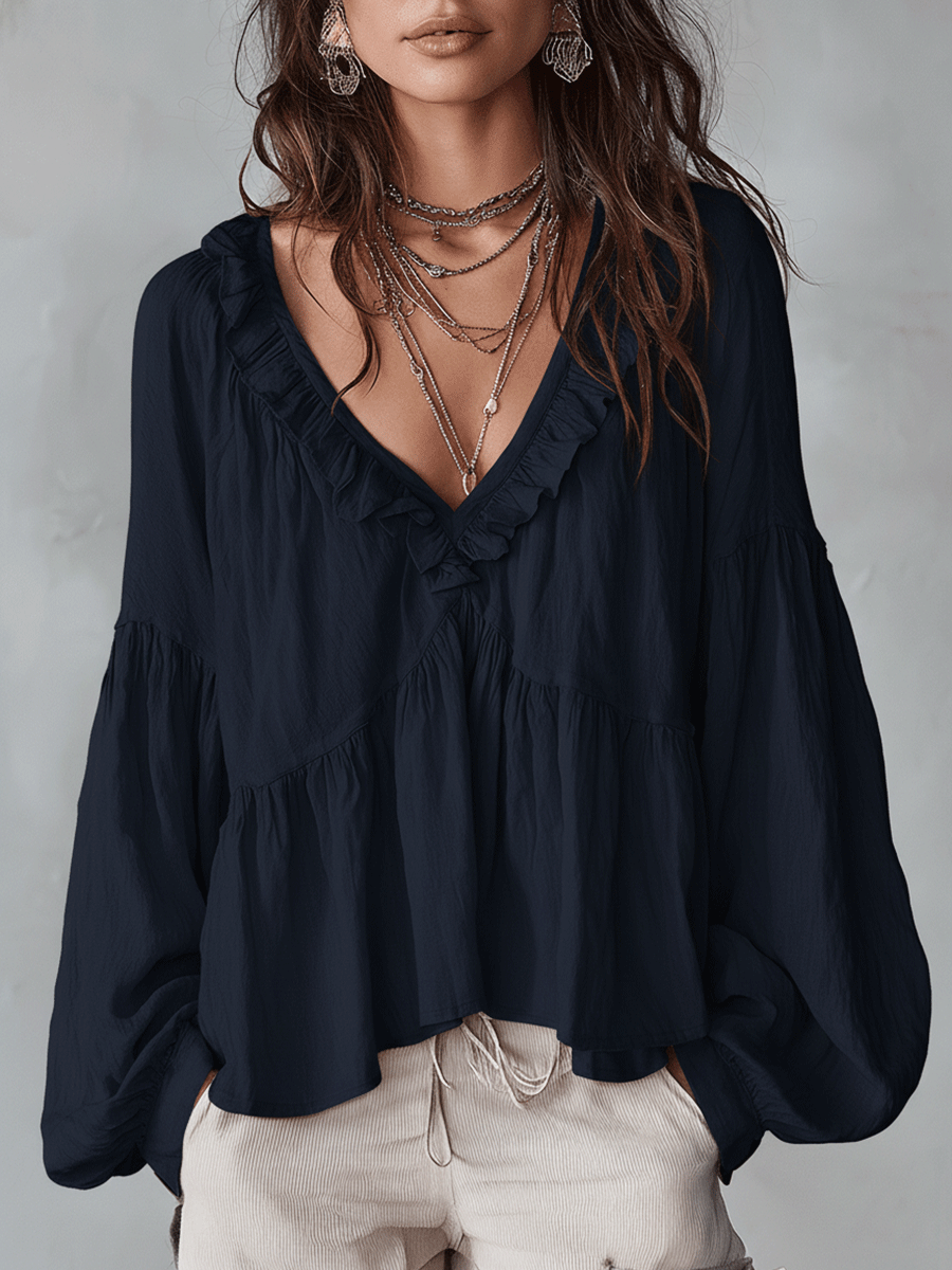 Elegant Collection Blouse with Delicate Ruffle Design Stylish Summer Top for Women