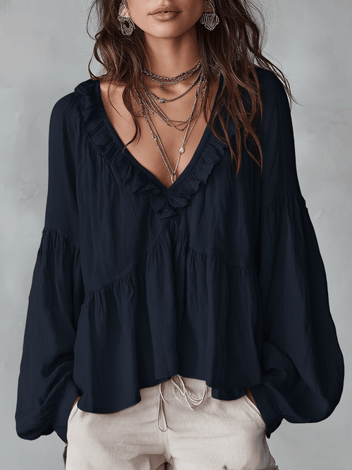 Elegant Collection Blouse with Delicate Ruffle Design Stylish Summer Top for Women