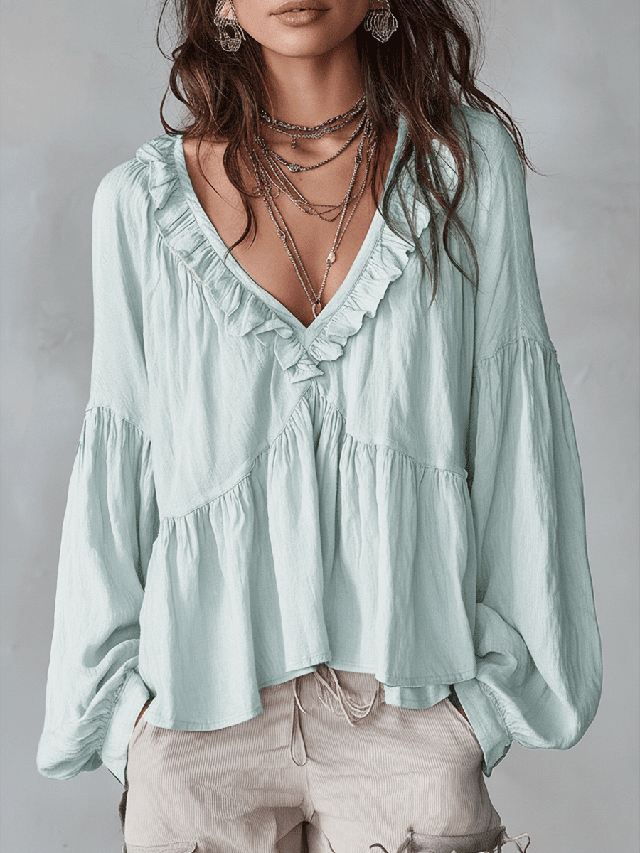 Elegant Collection Blouse with Delicate Ruffle Design Stylish Summer Top for Women