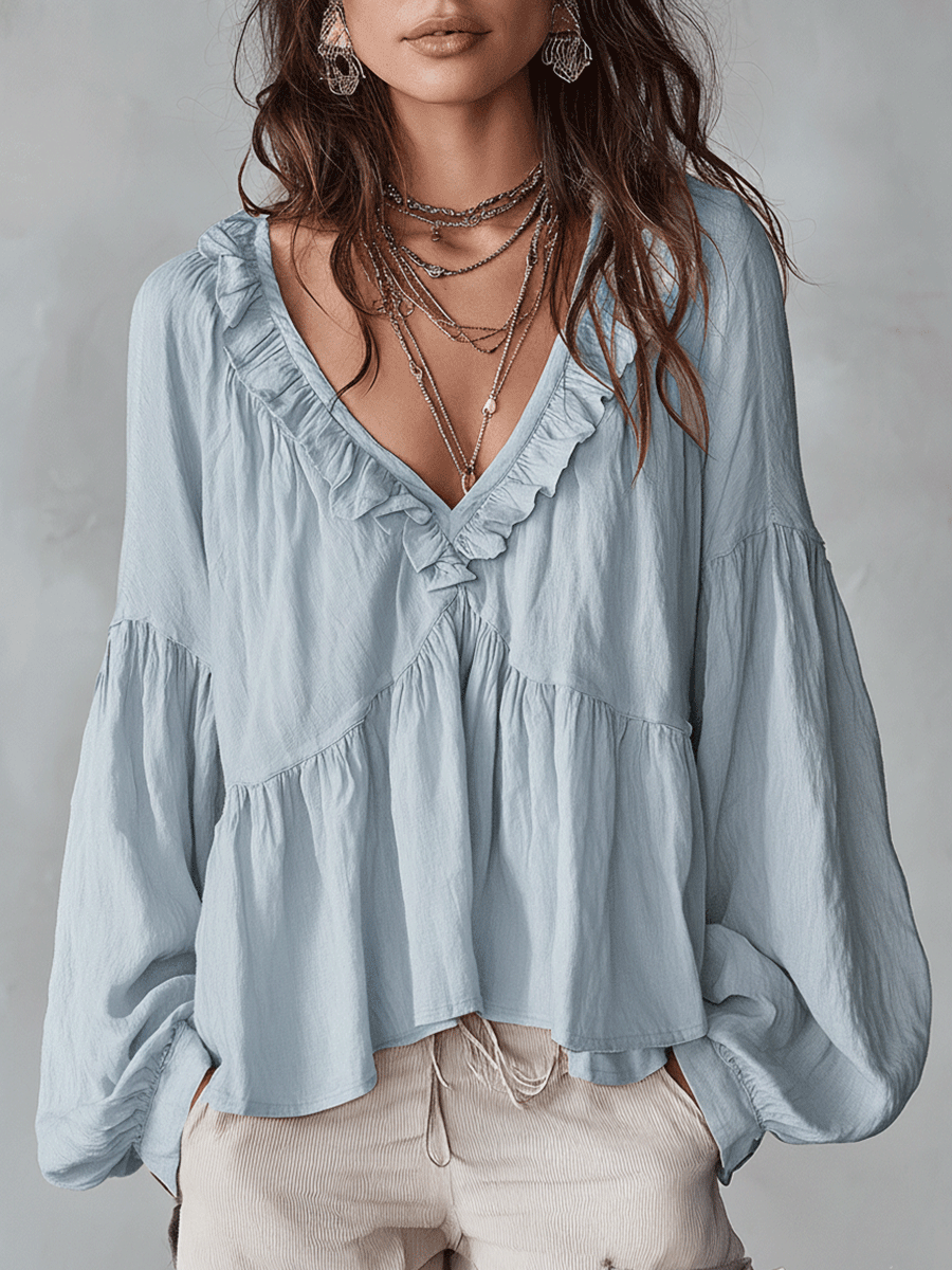 Elegant Collection Blouse with Delicate Ruffle Design Stylish Summer Top for Women