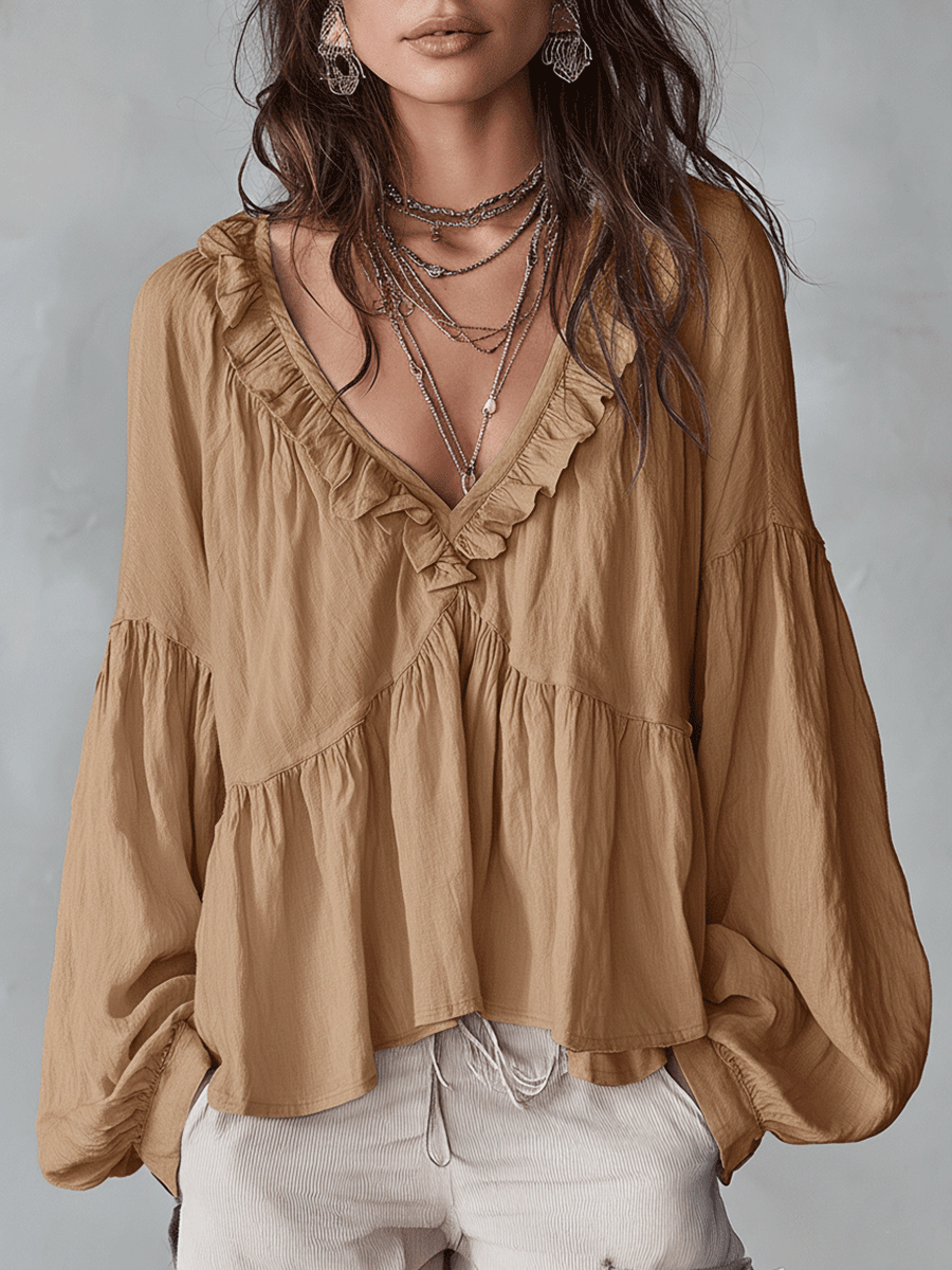 Elegant Collection Blouse with Delicate Ruffle Design Stylish Summer Top for Women