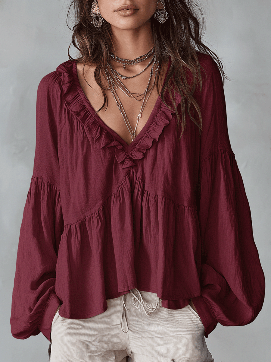Elegant Collection Blouse with Delicate Ruffle Design Stylish Summer Top for Women