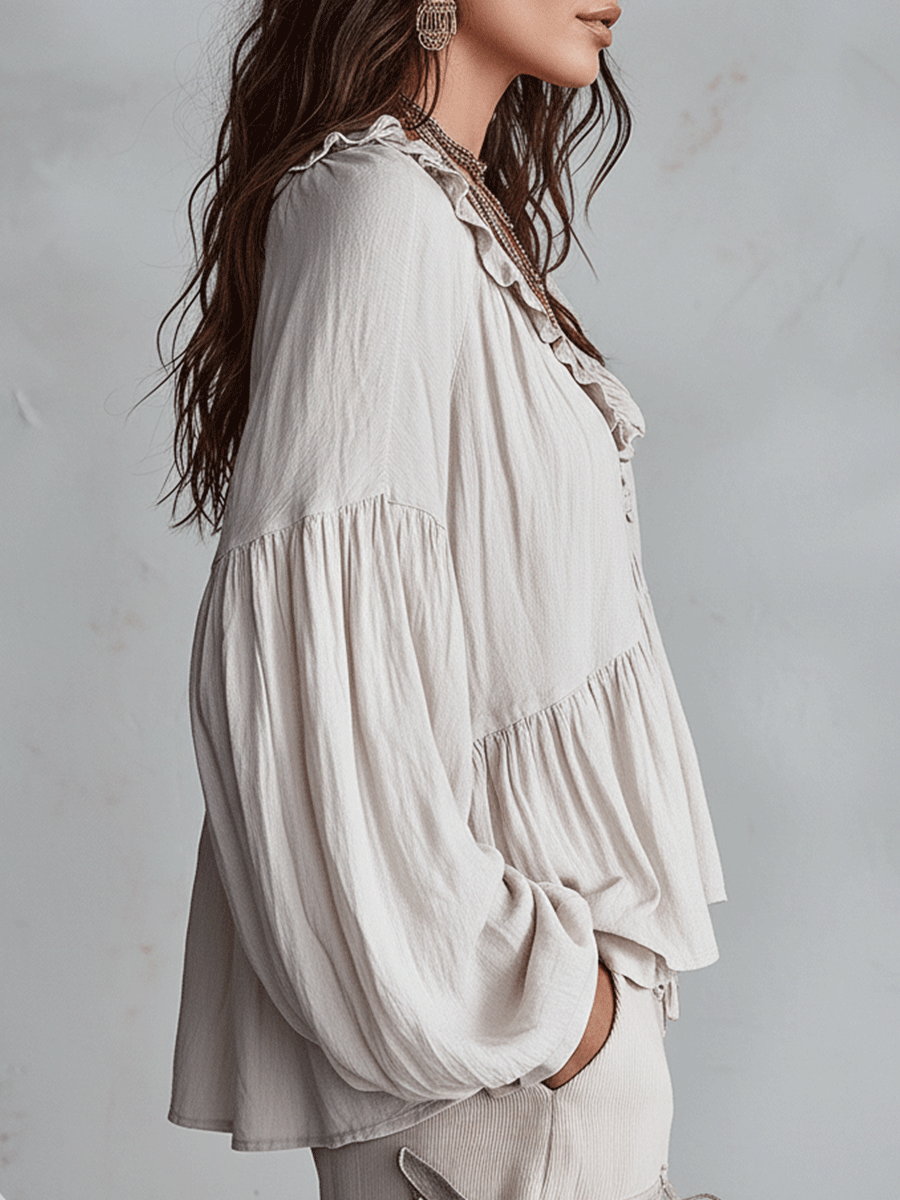 Elegant Collection Blouse with Delicate Ruffle Design Stylish Summer Top for Women