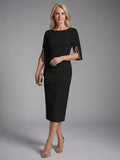 Elegant Collection | White Midi Dress with Split Sleeves | Comfortable Fit for All-Day Wear