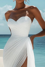 Elegant Collection | Women's A-Line White Dress with Sweetheart Neckline | Timeless Chiffon for Special Occasions