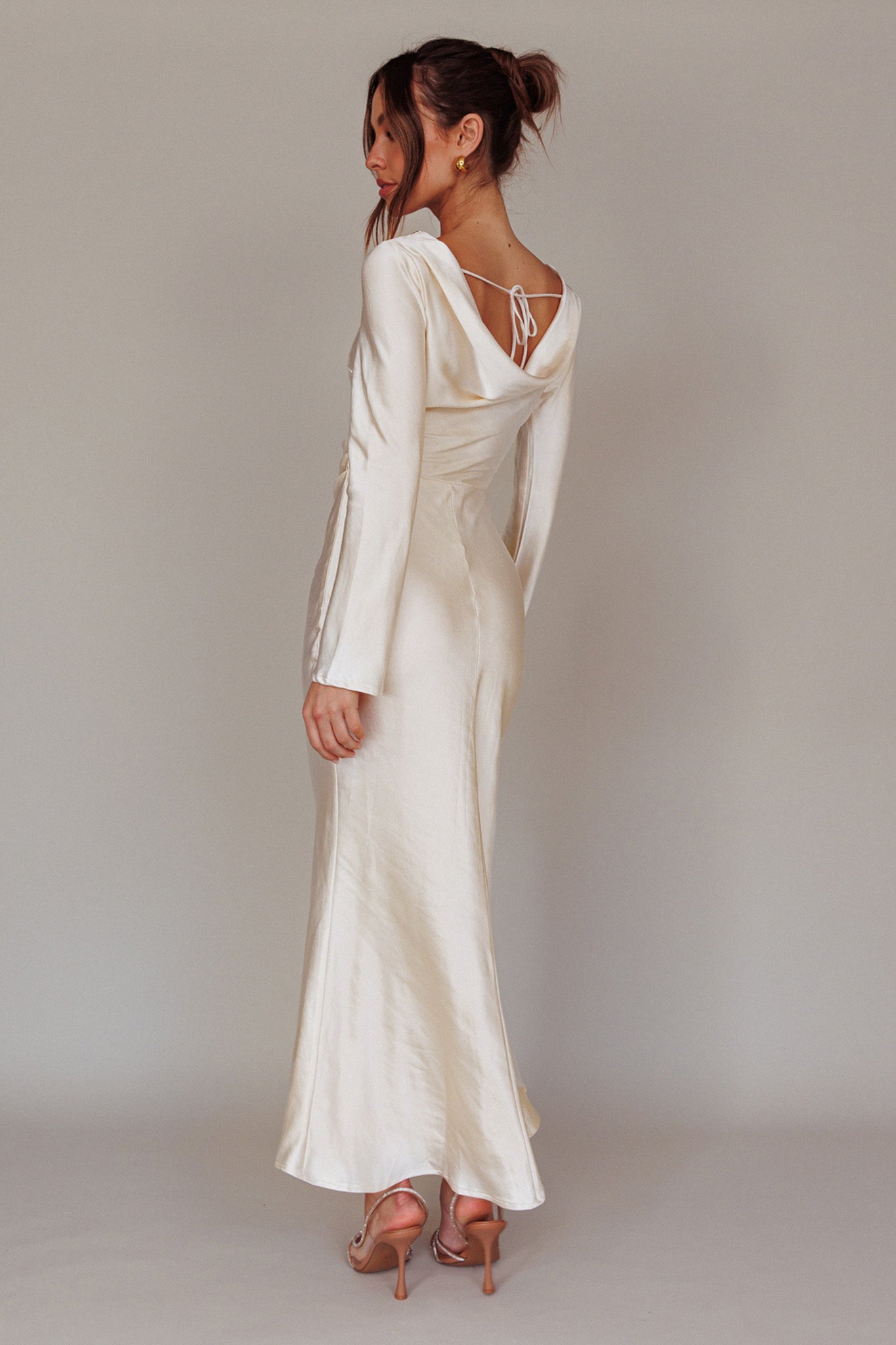Elegant Collection | Women's Dress with Cowl Back Design | Stylish Midi Dress for Modern Brides