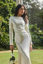 Elegant Collection | Women's Dress with Cowl Back Design | Stylish Midi Dress for Modern Brides