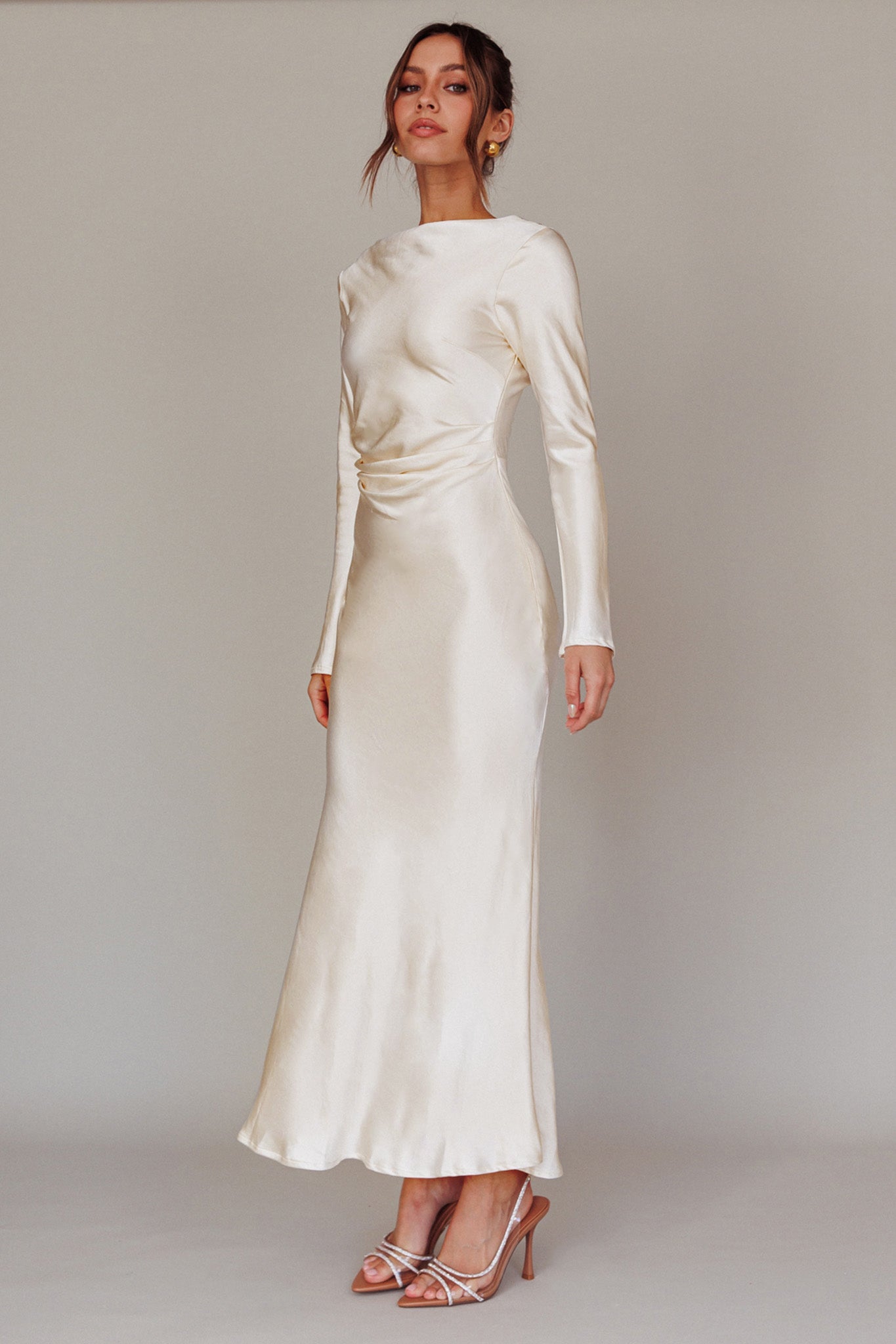 Elegant Collection | Women's Dress with Cowl Back Design | Stylish Midi Dress for Modern Brides