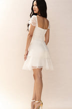 Elegant Collection | Women's White A-Line Dress with Cap Sleeves | Formal Style for Graduation and Special Occasions