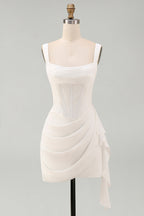 Elegant Collection | Women's White Bodycon Mini Dress with Ruffles | Perfect for Special Occasions