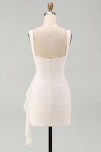 Elegant Collection | Women's White Bodycon Mini Dress with Ruffles | Perfect for Special Occasions