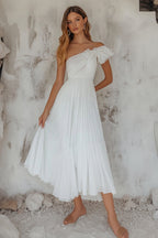 Elegant Collection | Women's White Dress with One Shoulder Design | A-Line Silhouette for Special Occasions