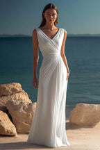 Elegant Collection | Women's White Dress with Ruched Design | Timeless Style for Special Occasions