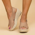 Elegant Espadrille Wedge Sandals with Adjustable Cross Straps | Orthopedic Comfort for All-Day Wear