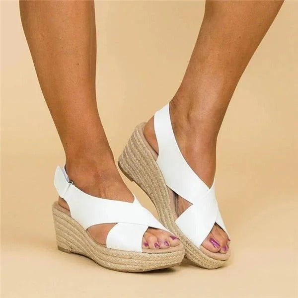 Elegant Espadrille Wedge Sandals with Adjustable Cross Straps | Orthopedic Comfort for All-Day Wear