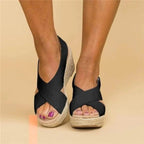 Elegant Espadrille Wedge Sandals with Adjustable Cross Straps | Orthopedic Comfort for All-Day Wear