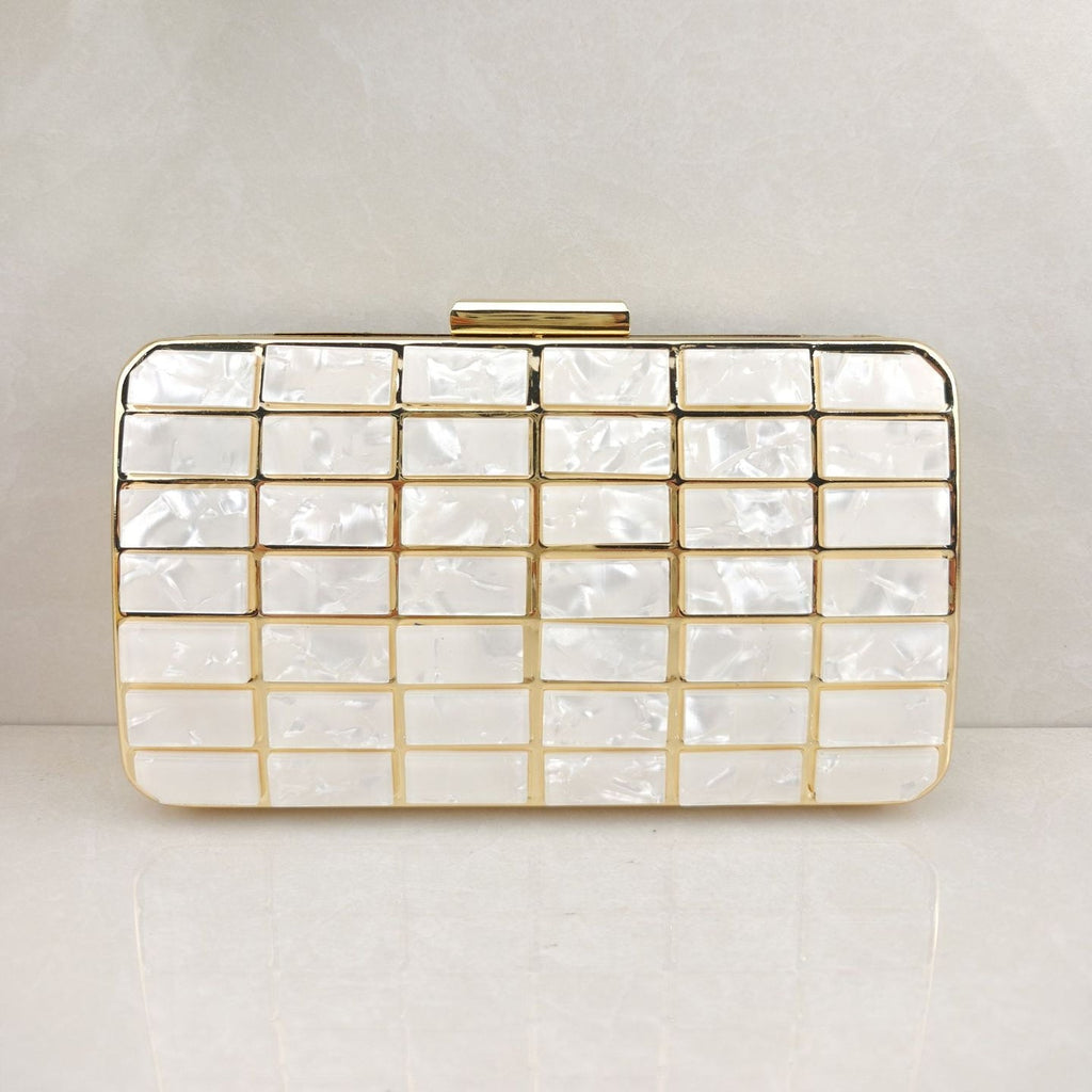Elegant Acrylic Evening Clutch Purse with Lock Closure for Weddings