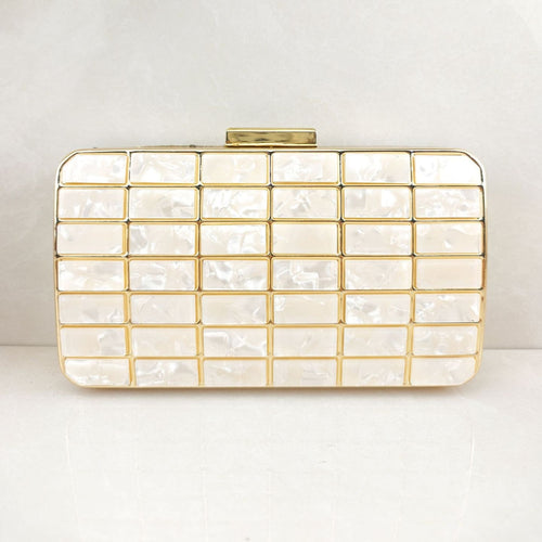 Elegant Acrylic Evening Clutch Purse with Lock Closure for Weddings