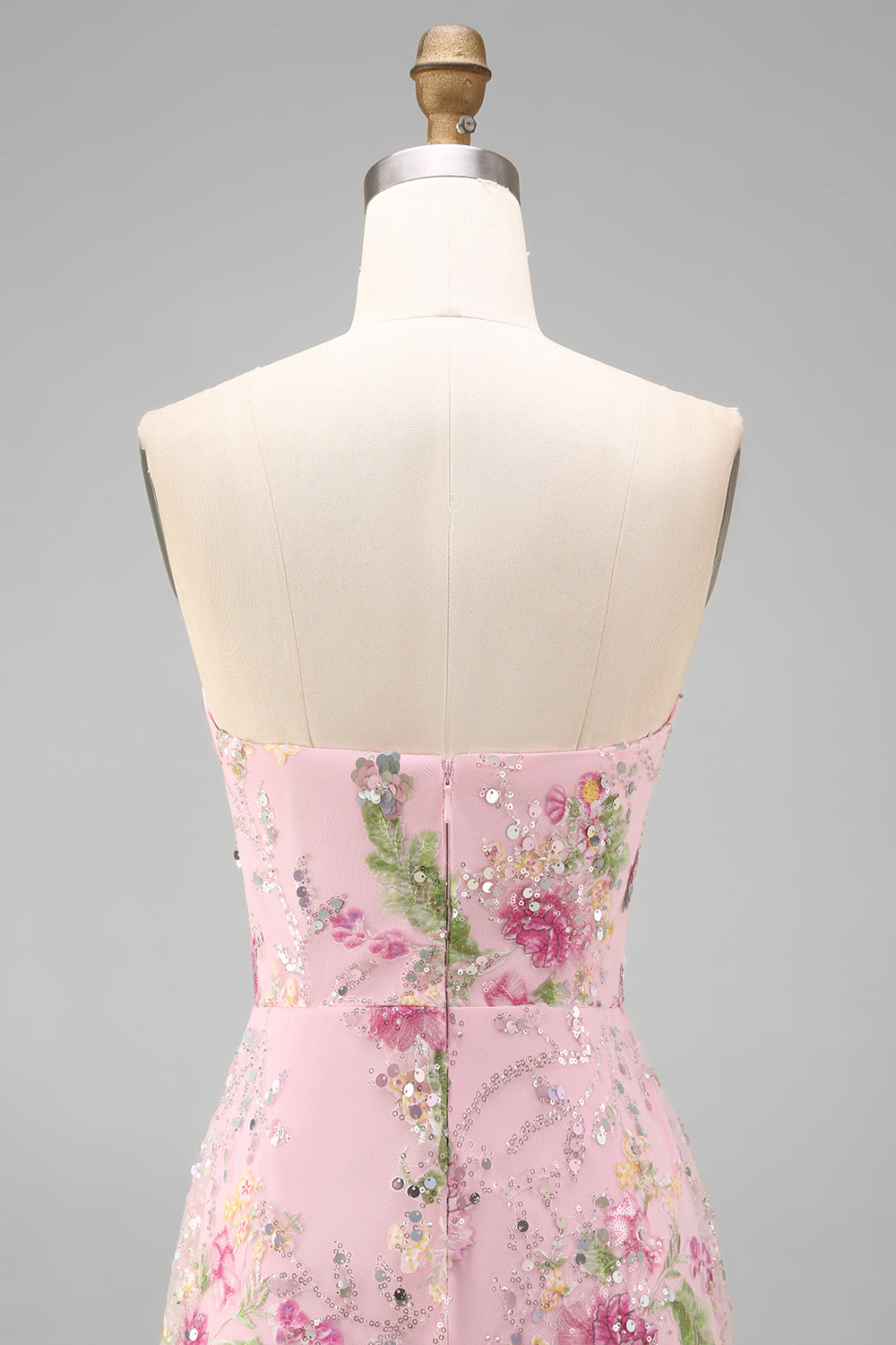 Elegant Floral Bodycon Midi Dress with Strapless Design for Wedding Guests