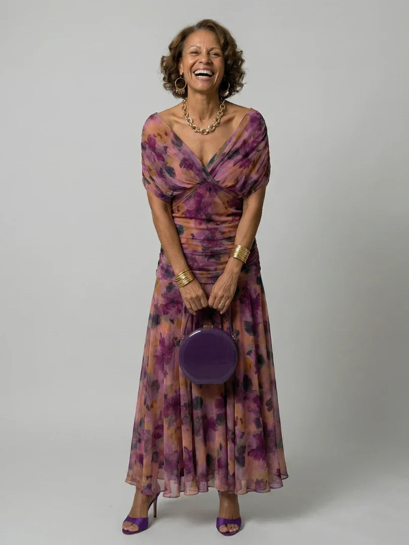 Elegant Flow Midi Dress | Women's Dress with Off Shoulder Design | Perfect Wedding Guest or Summer Dress for Effortless Style