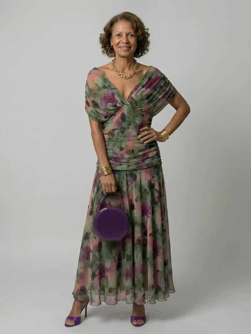 Elegant Flow Midi Dress | Women's Dress with Off Shoulder Design | Perfect Wedding Guest or Summer Dress for Effortless Style