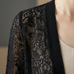 Elegant Lace Knit Cardigan Sweater with Relaxed Fit | Versatile Layering Piece for Day to Evening Wear