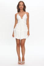 Elegant Lace Mini Dress | Women's Dress with Plunge Neckline & Adjustable Straps for Effortless Style
