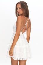 Elegant Lace Mini Dress | Women's Dress with Plunge Neckline & Adjustable Straps for Effortless Style
