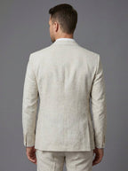 Elegant Linen Suit Set | Men's Suit with Notch Lapels & Double Vent | Perfect for Summer Weddings