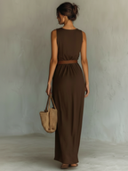 Elegant Maxi Dress | Cowl Neck Design with Belt for Flattering Silhouette | Long Dresses for Women