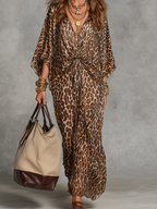 Elegant Maxi Dress | Leopard Print Twist-Front Design for Sophisticated Style