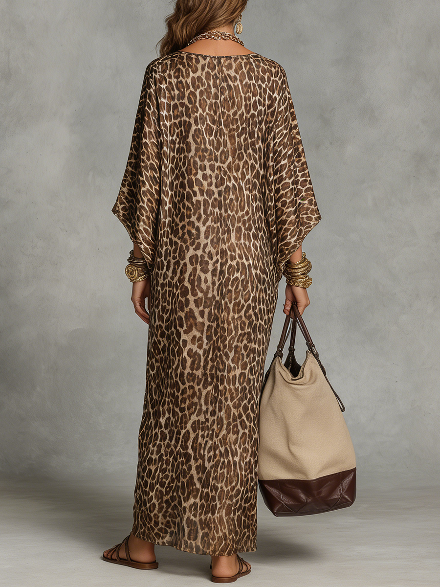 Elegant Maxi Dress | Leopard Print Twist-Front Design for Sophisticated Style