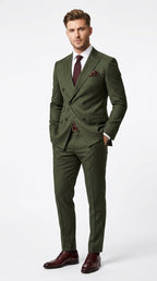 Elegant Men's Suit | Dark Green Double Breasted Design with Classic Style | Perfect for Weddings and Formal Events