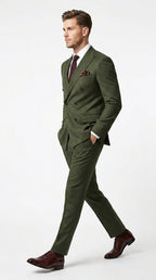 Elegant Men's Suit | Dark Green Double Breasted Design with Classic Style | Perfect for Weddings and Formal Events