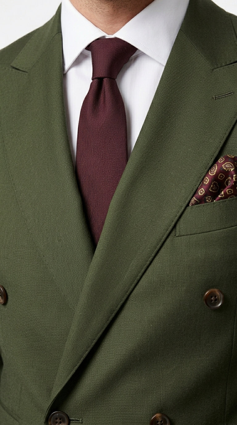 Elegant Men's Suit | Dark Green Double Breasted Design with Classic Style | Perfect for Weddings and Formal Events