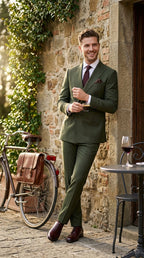 Elegant Men's Suit | Dark Green Double Breasted Design with Classic Style | Perfect for Weddings and Formal Events