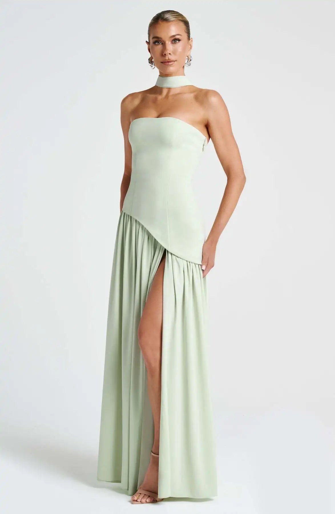 Off-Shoulder High Split Evening Gown