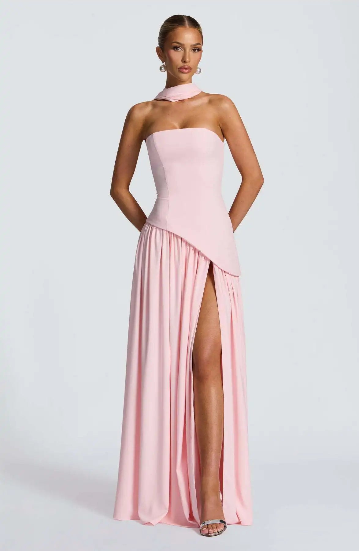 Off-Shoulder High Split Evening Gown