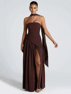 Off-Shoulder High Split Evening Gown