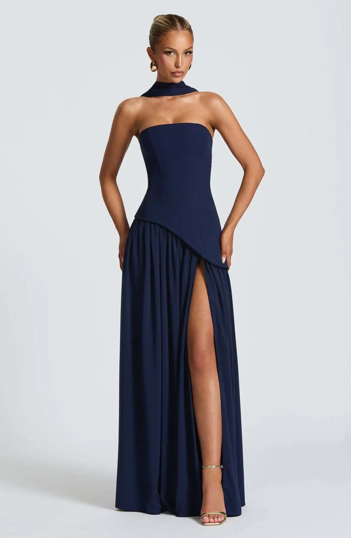 Off-Shoulder High Split Evening Gown