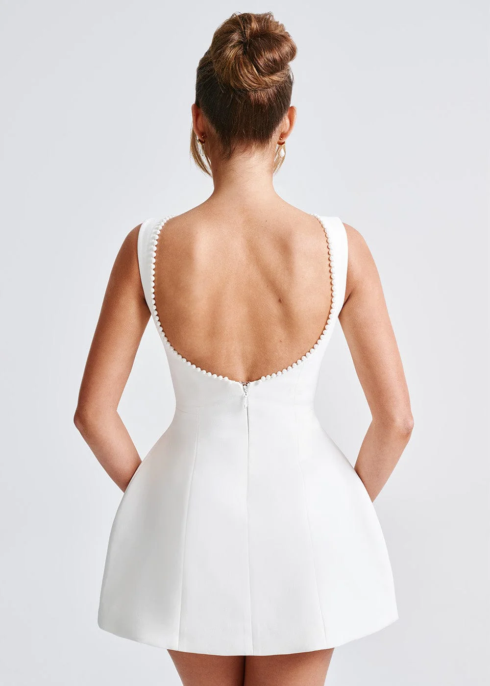 Women’s Elegant Pearl Mini Dress – Embellished Chic Party Dress