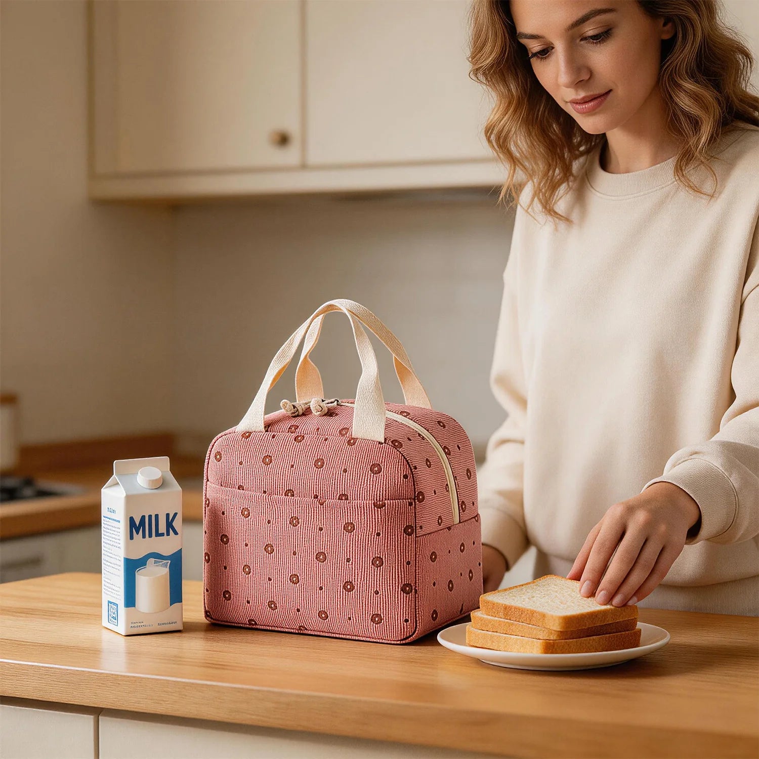 Elegant Pink | Insulated Lunch Bag with Large Capacity | Stylish Design for Work and Travel
