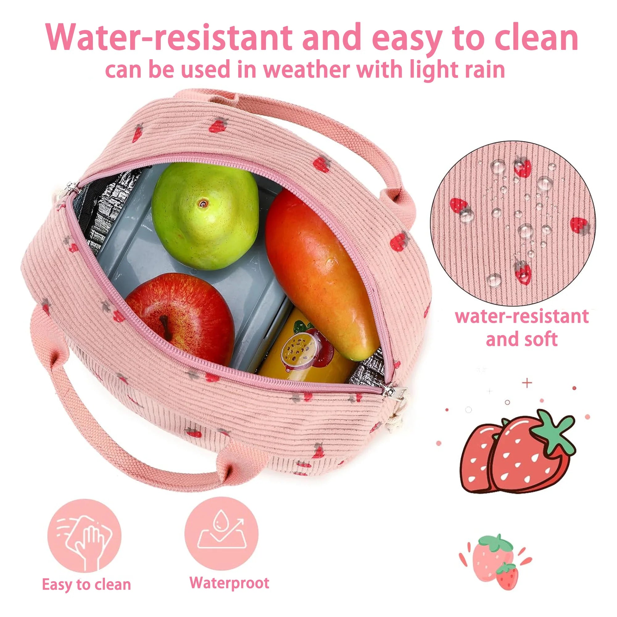 Elegant Pink | Insulated Lunch Bag with Large Capacity | Stylish Design for Work and Travel