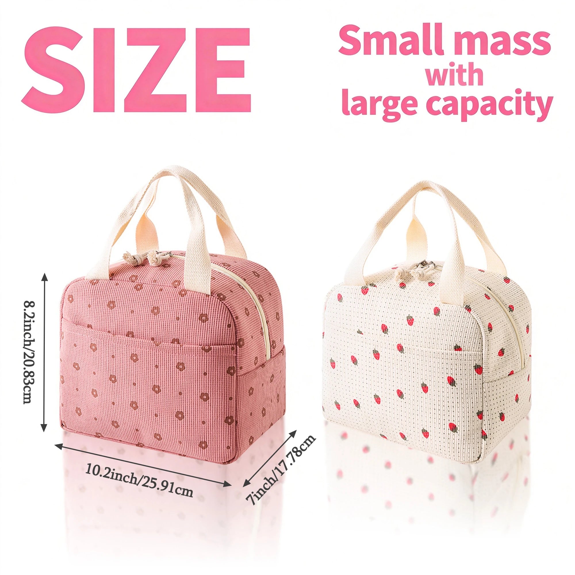 Elegant Pink | Insulated Lunch Bag with Large Capacity | Stylish Design for Work and Travel