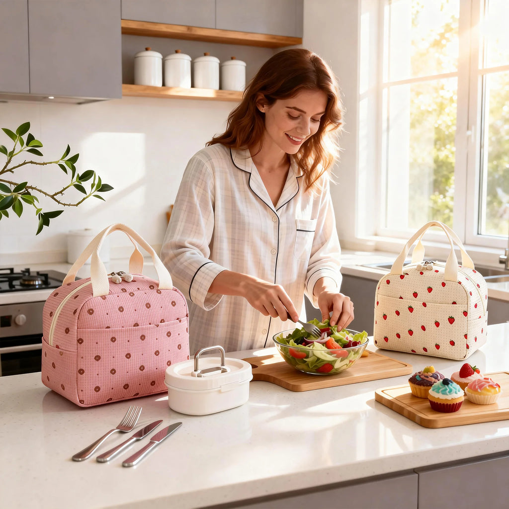 Elegant Pink | Insulated Lunch Bag with Large Capacity | Stylish Design for Work and Travel