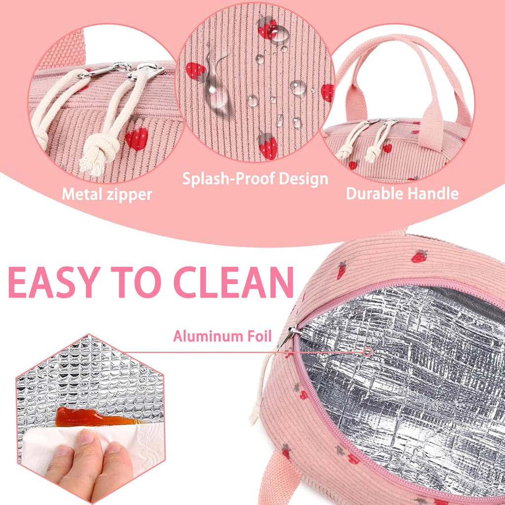 Elegant Pink | Insulated Lunch Bag with Large Capacity | Stylish Design for Work and Travel