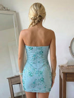 Strapless Sequin Mermaid Cocktail Gown with Empire Waist